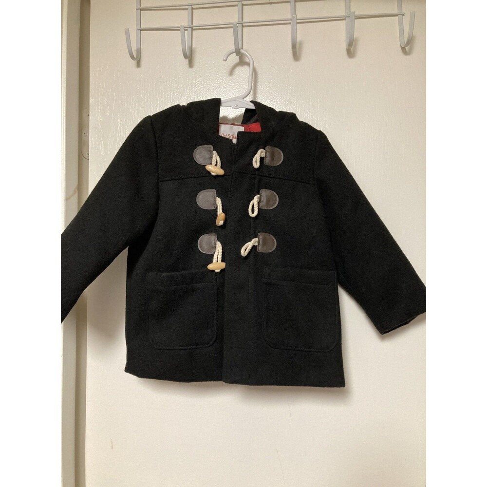 Toddler Coat Size 2T Black Color Long Sleeve Button Front with Pockets - Picture 1 of 7